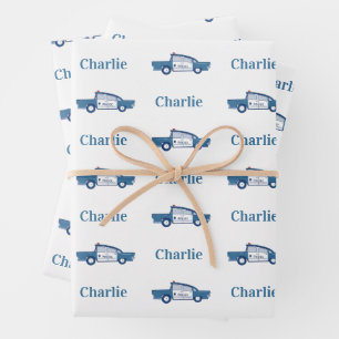 Hoja De Papel De Regalo Oficial de policía azul Personalizado del partido 