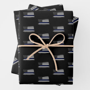 Hoja De Papel De Regalo Oficial de policía Policía de la Línea Azul delgad