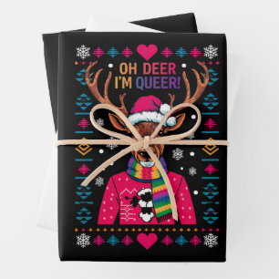 Hoja De Papel De Regalo Oh Ciervo Soy LGTB LGTBQ Orgullo Gay Feo Navidad