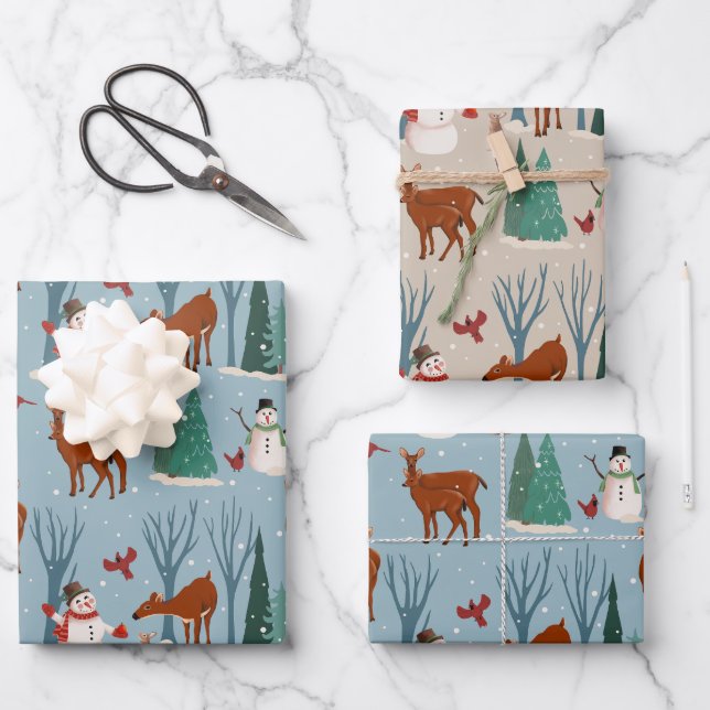 Hoja De Papel De Regalo Oh Deer Holiday Wrap (3 hojas) (Anverso)