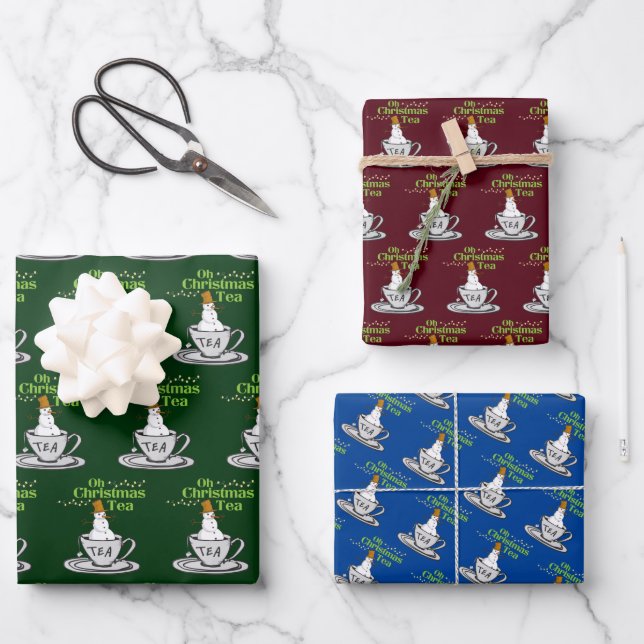 Hoja De Papel De Regalo Oh Navidades Té - Vacaciones de Tea Lover (Anverso)