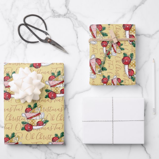 Hoja De Papel De Regalo ¡Oh Navidades Tea! (Anverso)