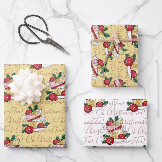 Hoja De Papel De Regalo ¡Oh Navidades Tea! (Anverso)
