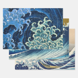 Hoja De Papel De Regalo Ola Femenina de Hokusai Vintage Océano 