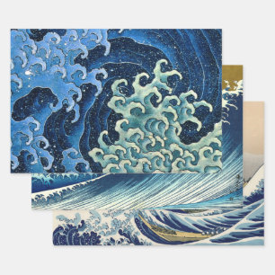 Hoja De Papel De Regalo Ola Femenina de Hokusai Vintage Océano
