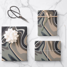 Hoja De Papel De Regalo Olas abstractas de tierra con tonos neutros