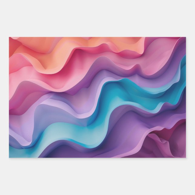 Hoja De Papel De Regalo Olas Coloridas (Anverso)