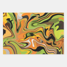 Hoja De Papel De Regalo Olas de colores otoñales abstractas