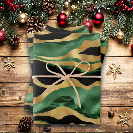 Hoja De Papel De Regalo Olas de Purpurina negro de oro verde