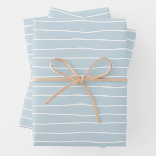 Hoja De Papel De Regalo Olas geométricas lineales azules pastel tranquiliz