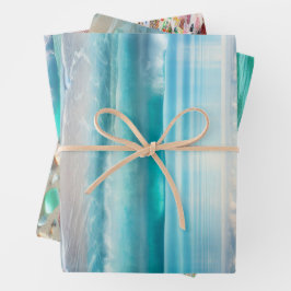 Hoja De Papel De Regalo Olas oceánicas azules de bonito y vidrio marino