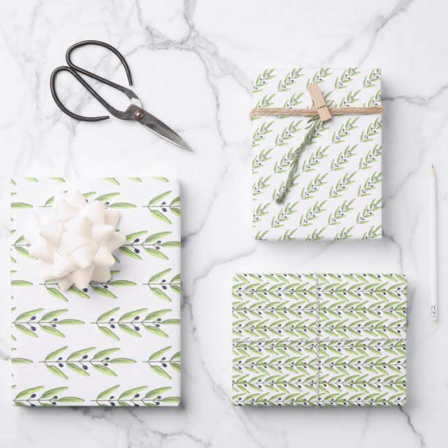 Hoja De Papel De Regalo Olive Branch Gift Wrap (Anverso)