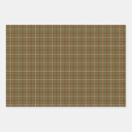 Hoja De Papel De Regalo Olive Burgundy White Plaid Classic