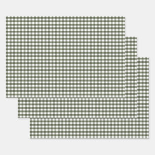 Hoja De Papel De Regalo Olive Green Gingham Pattered