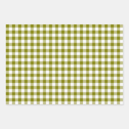 Hoja De Papel De Regalo Olive Green Plaid Gingham
