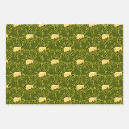 Hoja De Papel De Regalo Olive Plant Brants Green Pattern