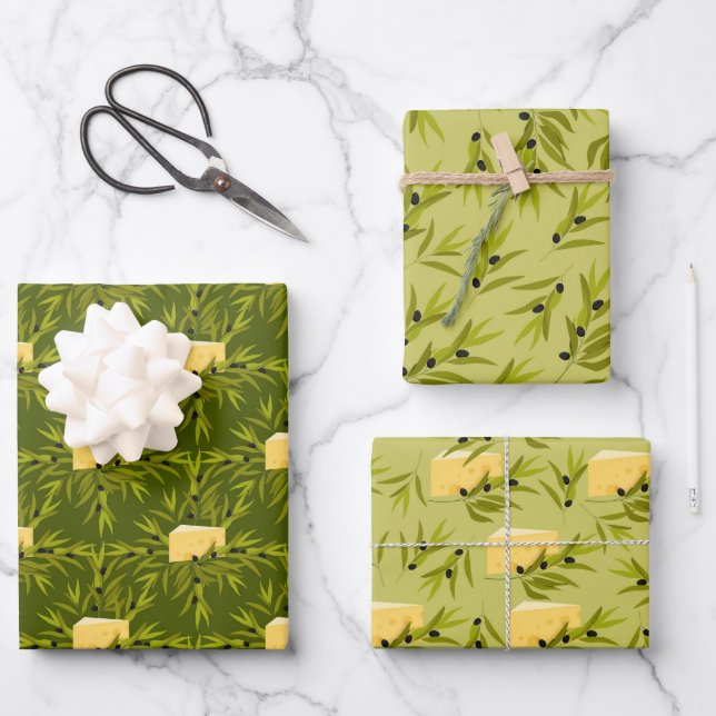 Hoja De Papel De Regalo Olive Plant Brants Green Pattern (Anverso)