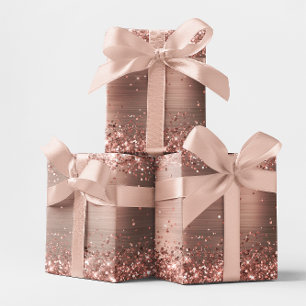 Hoja De Papel De Regalo Ombre de lámina de oro rosa brillante