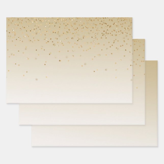 Hoja De Papel De Regalo Ombre de oro glam (Set)