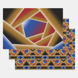 Hoja De Papel De Regalo Ombre de oro rojo azul negro abismal arte abstract