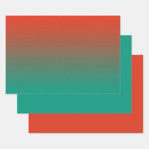 Hoja De Papel De Regalo Ombre Peach to verde azulado