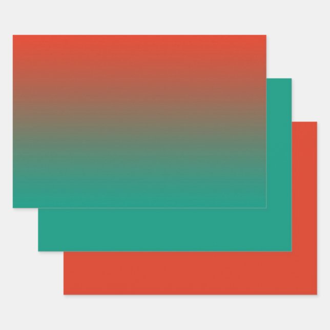 Hoja De Papel De Regalo Ombre Peach to verde azulado (Set)