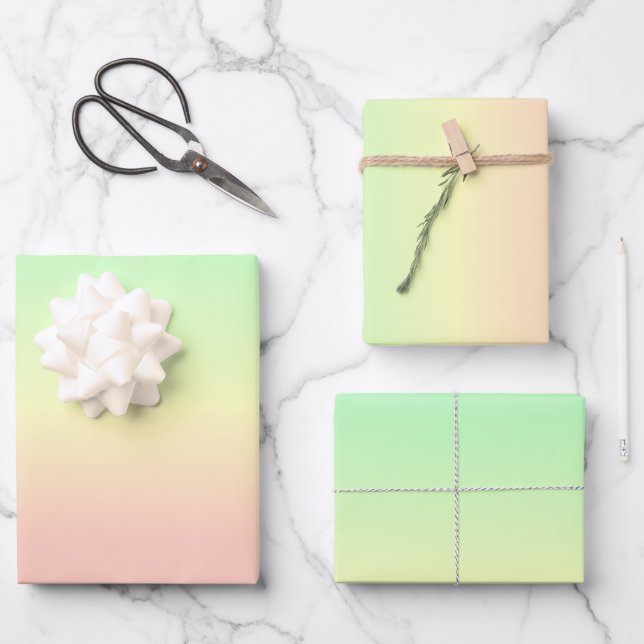 Hoja De Papel De Regalo Ombre Rainbow Abstract Pastel Pattern (Anverso)