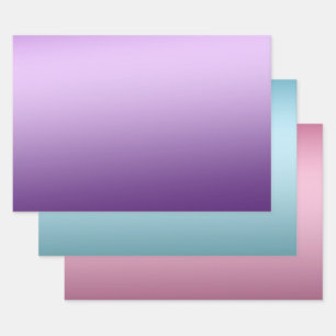 Hoja De Papel De Regalo Ombre rosa morado Aqua