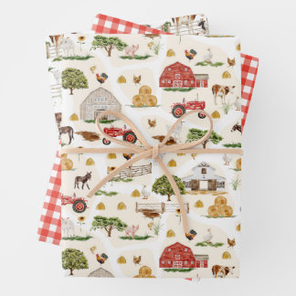 Hoja De Papel De Regalo On the Farm - Animals