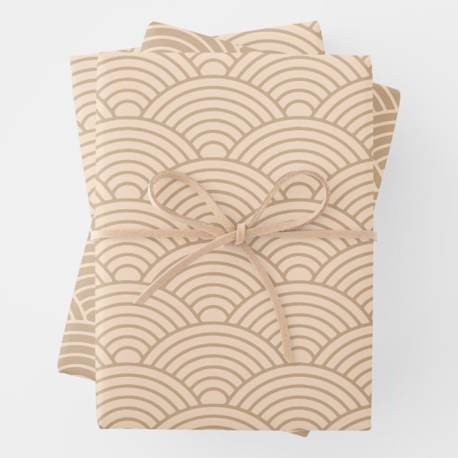 Hoja De Papel De Regalo Onda japonesa Seigaiha | Camello Neutral Beige (In situ)