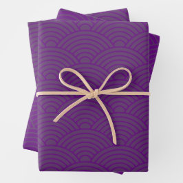 Hoja De Papel De Regalo Onda japonesa Seigaiha | Grimace Purple