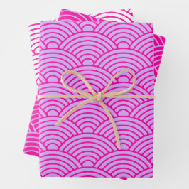 Hoja De Papel De Regalo Onda japonesa Seigaiha | Liliac Magenta