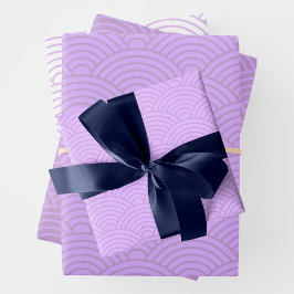 Hoja De Papel De Regalo Onda japonesa Seigaiha | Púrpura Liliac