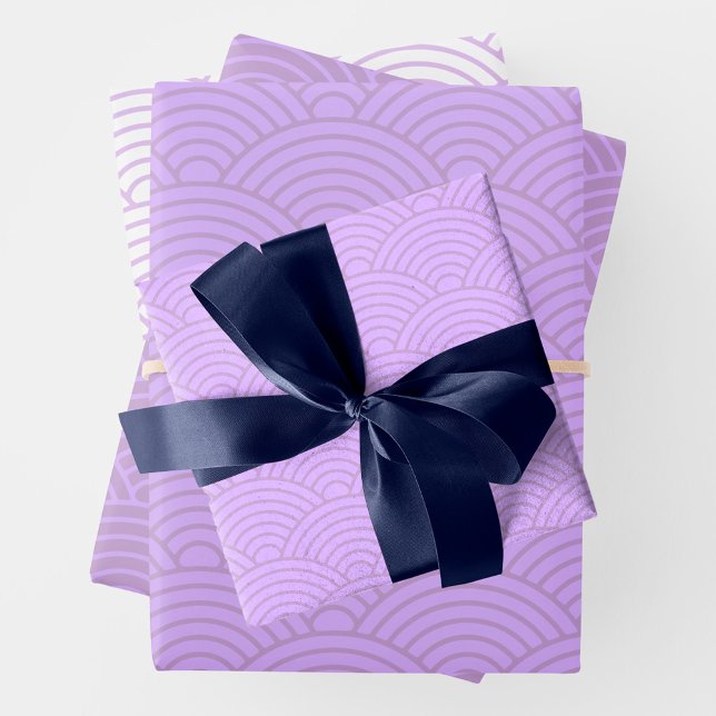 Hoja De Papel De Regalo Onda japonesa Seigaiha | Púrpura Liliac (Subido por el creador)