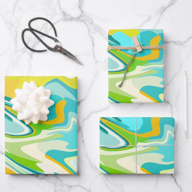 Hoja De Papel De Regalo Ondas vibrantes del océano (Anverso)