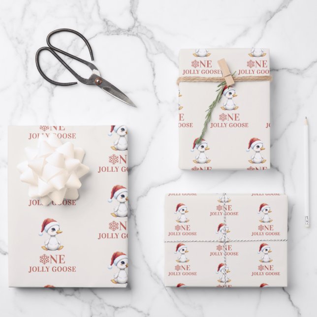 Hoja De Papel De Regalo One Jolly Goose December First Birthday (Anverso)