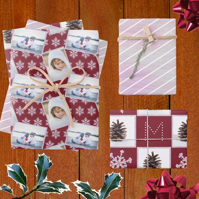 Hoja De Papel De Regalo Óptica rosa de copo de nieve Pinstripes 3 Navidade (Subido por el creador)