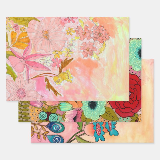 Hoja De Papel De Regalo Original Art Artist Paintings Wrapping Collage (Set)