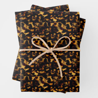 Hoja De Papel De Regalo Original Gold y Brown Tortoiseshell Seamless Rep