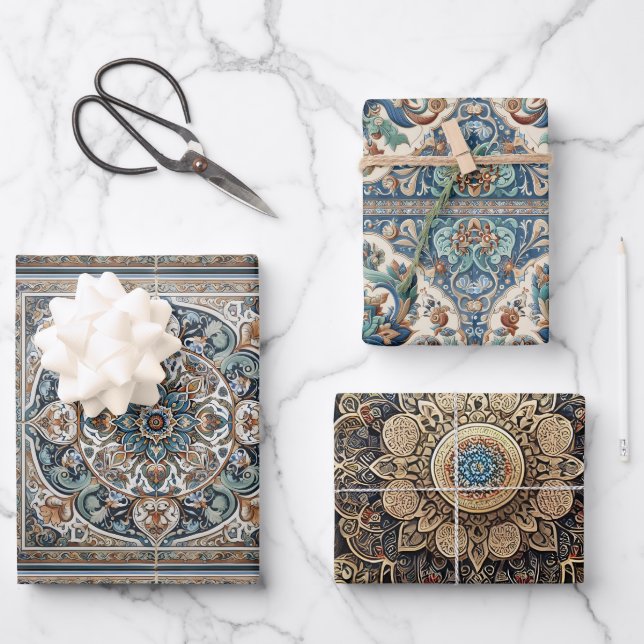 Hoja De Papel De Regalo Ornamento de alfombra persa Filigree Bohemian Moti (Anverso)