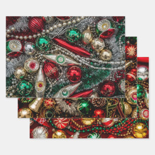 Hoja De Papel De Regalo Ornamentos clásicos de Navidad