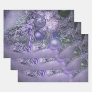 Hoja De Papel De Regalo Ornamentos de árbol de Navidad Elegante Fiesta púr