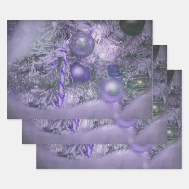 Hoja De Papel De Regalo Ornamentos de árbol de Navidad Elegante Fiesta púr (Set)