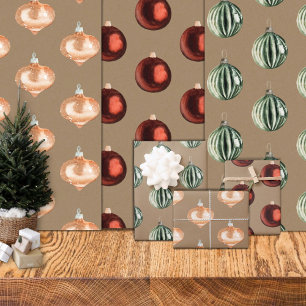Hoja De Papel De Regalo Ornamentos de árbol de navidad rústico kraft vinta