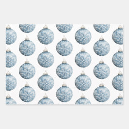 Hoja De Papel De Regalo Ornamentos de copos de nieve de Navidades blancos 