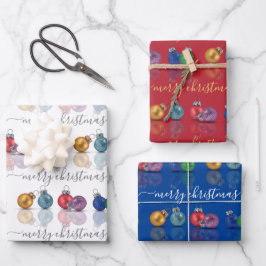 Hoja De Papel De Regalo Ornamentos de Purpurina de Navidades coloridos