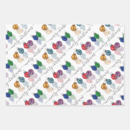 Hoja De Papel De Regalo Ornamentos de Purpurina de Navidades coloridos