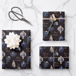 Hoja De Papel De Regalo Ornamentos elegantes de champán rubor y azul marin