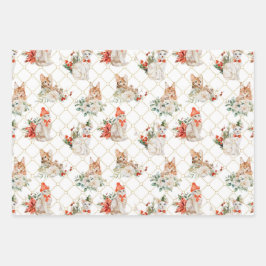 Hoja De Papel De Regalo Ornamentos florales geométricos de oro para gatos 