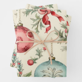 Hoja De Papel De Regalo Ornamentos navideños de bonito Pastel